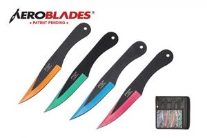 4pc Assorted colors Throwing Knives Set w/ Clip Point