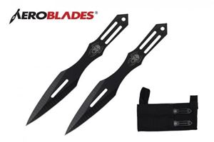 2pc. Black Throwing Knives w/ Spider and groove