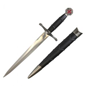 Red Cross Knights Dagger With Black Scabbard