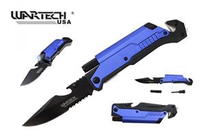 Wartech 8.5" Spring Assisted 5 IN 1 Pocket Knife (BLUE)