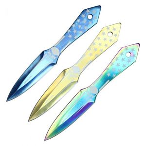 6 1/2" 3 PC Set Multi-Color Punisher Throwing Knife