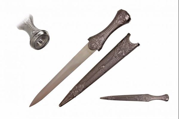 14.5" All Metal Finish Medieval Silver Dagger