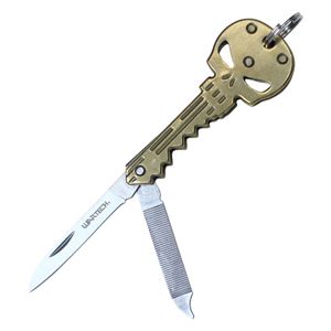 4.25" punisher Skull Key Folding Knife in Gold